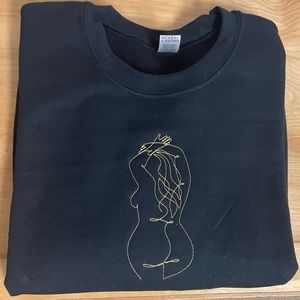 ADULT curvy lady embroidered sweatshirt with rose gold thread